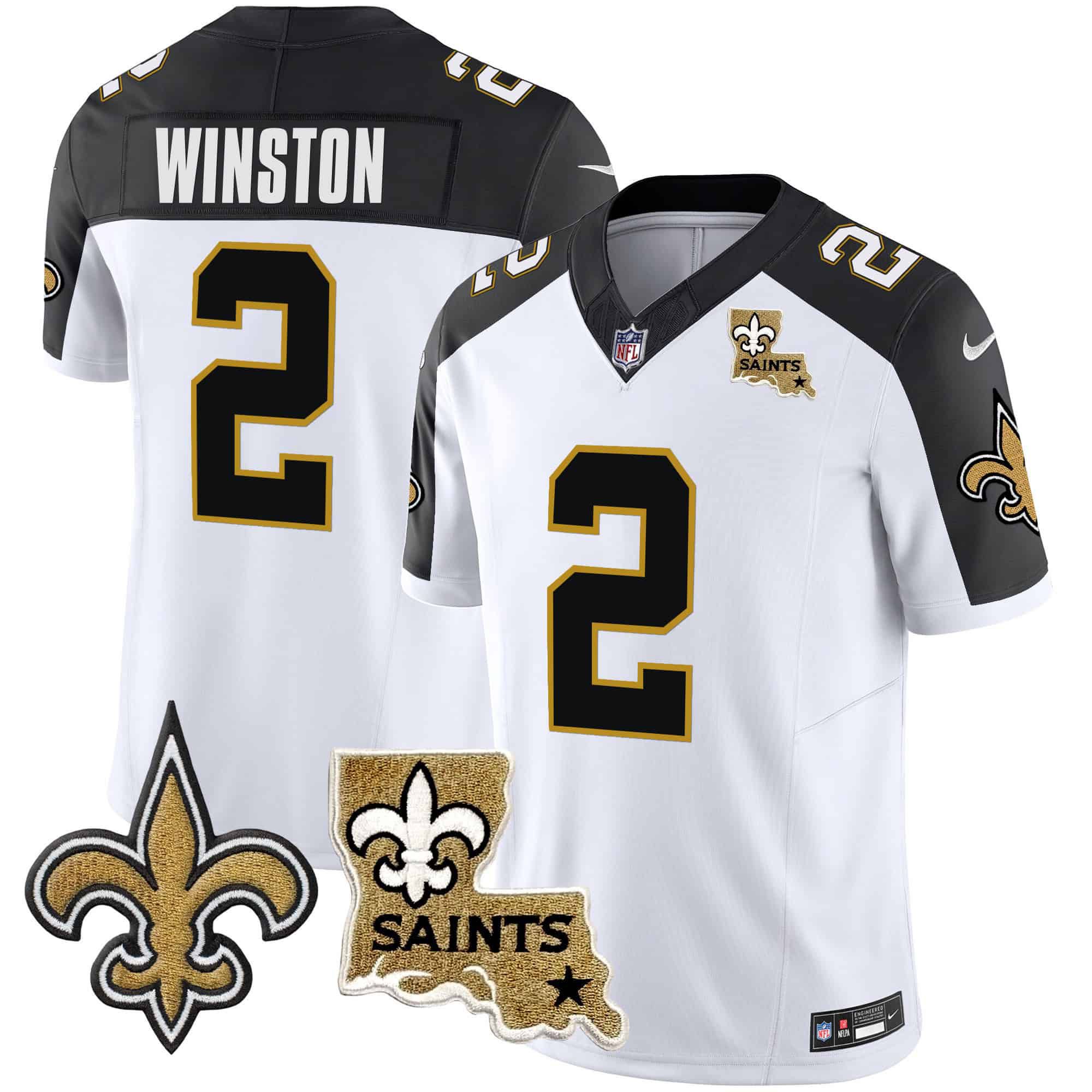 Men New Orleans Saints #2 Winston White 2024 Nike Vapor Limited NFL Jersey style 1